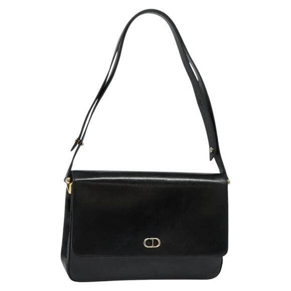 DIOR Shoulder Bag Leather Black Gold - Picture 1 of 12